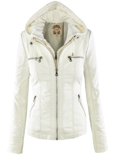 ModeGeist | Damenlederjacke mit Kapuze