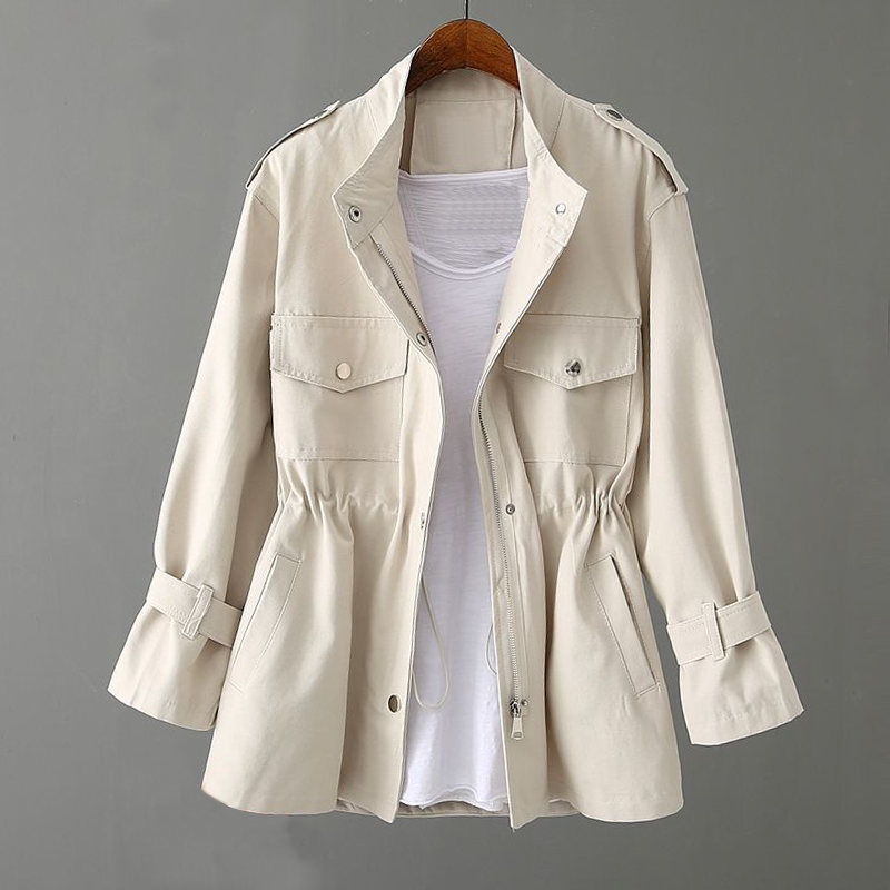 ModeGeist | Einfarbige Jacke mit Kordelzug für Frauen