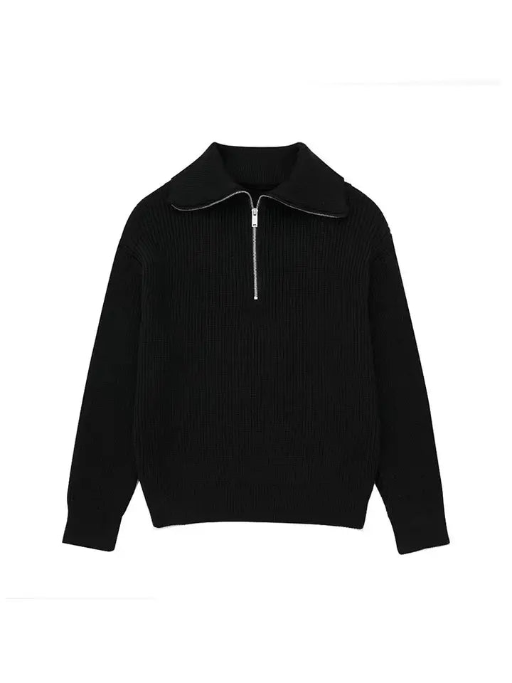 ModeGeist | Retro Halbzip Gestreifter Pullover