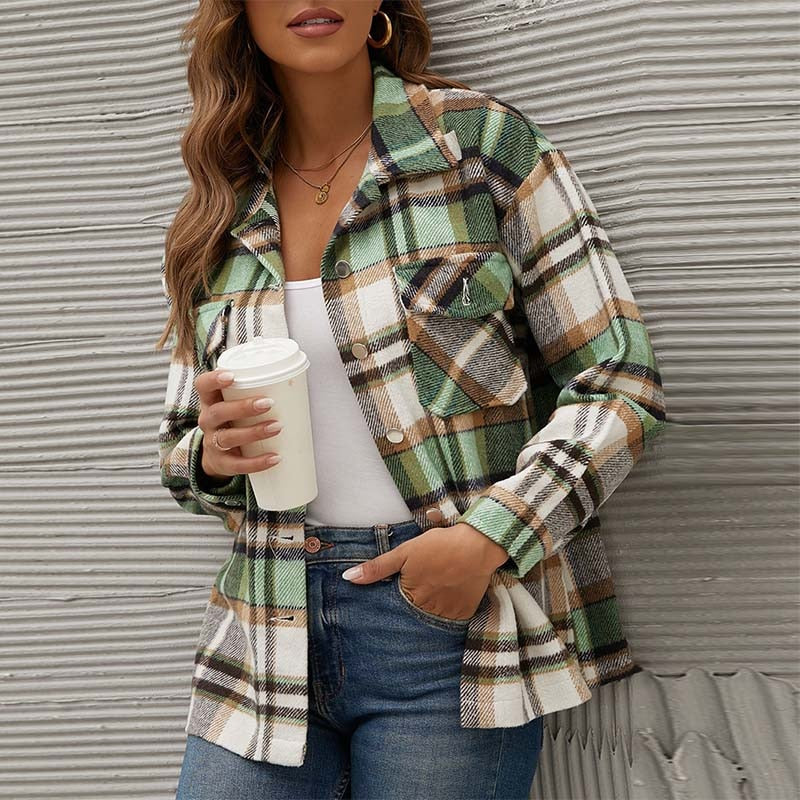 ModeGeist | Jacke - Karierter Übergangsmantel für Den Herbst
