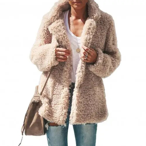 Damen-Teddyfleecemantel Luthelin – locker geschnitten und warm