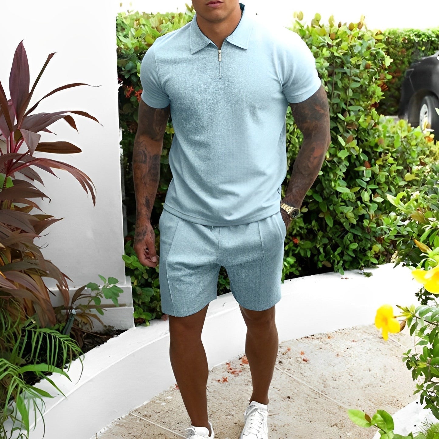 Komfortables und elegantes Herren-Sommer-Outfit, zweiteilig