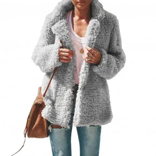 Damen-Teddyfleecemantel Luthelin – locker geschnitten und warm