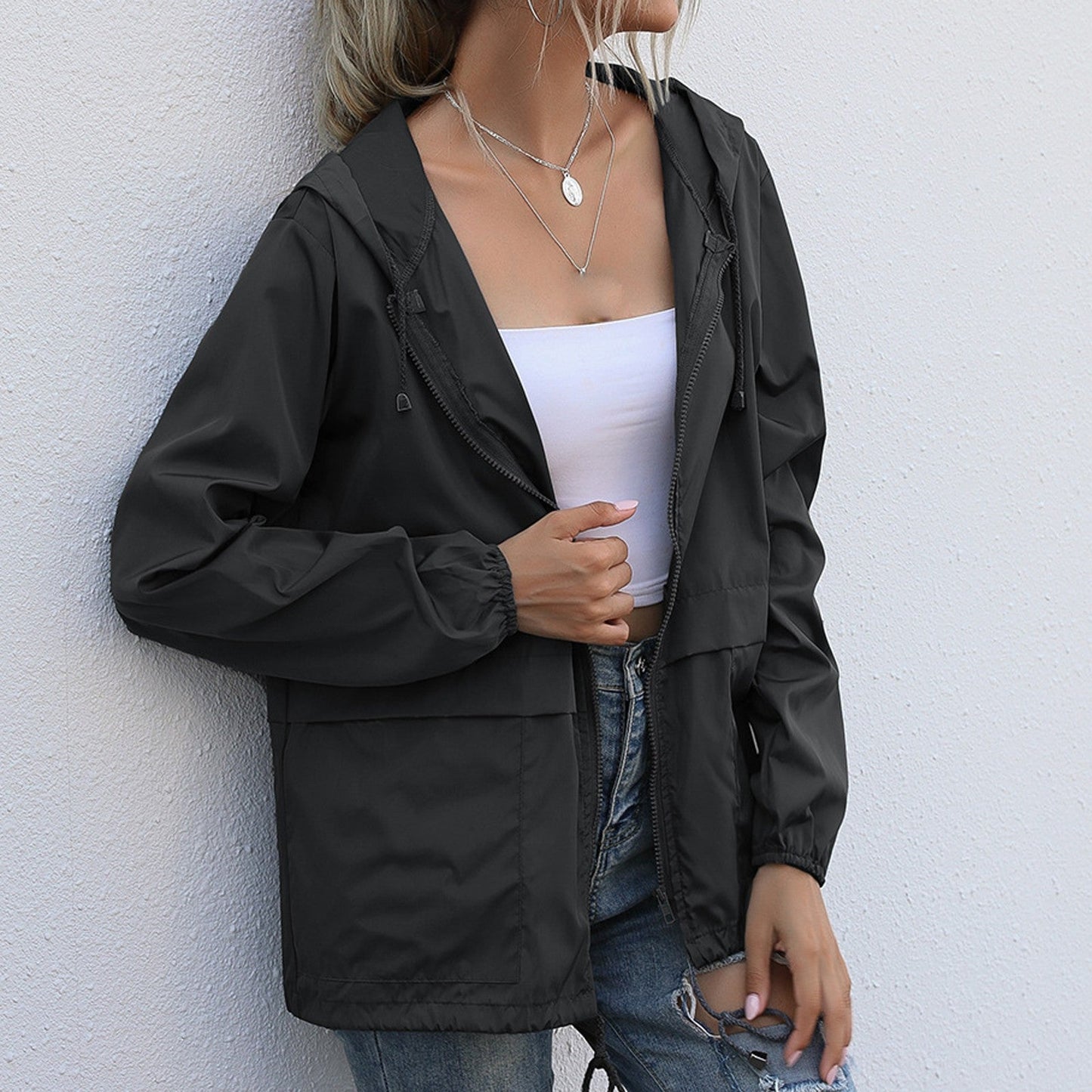 Sommerjacke mit Kapuze und Windschutz - Monet