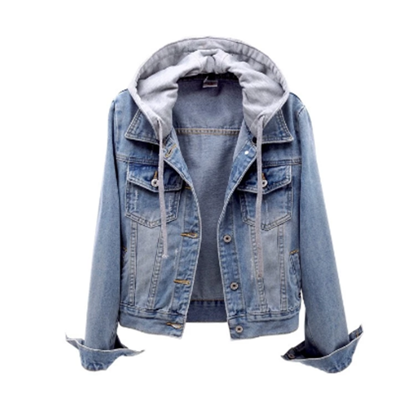 Jeansjacke für Damen mit abnehmbarer Kapuze