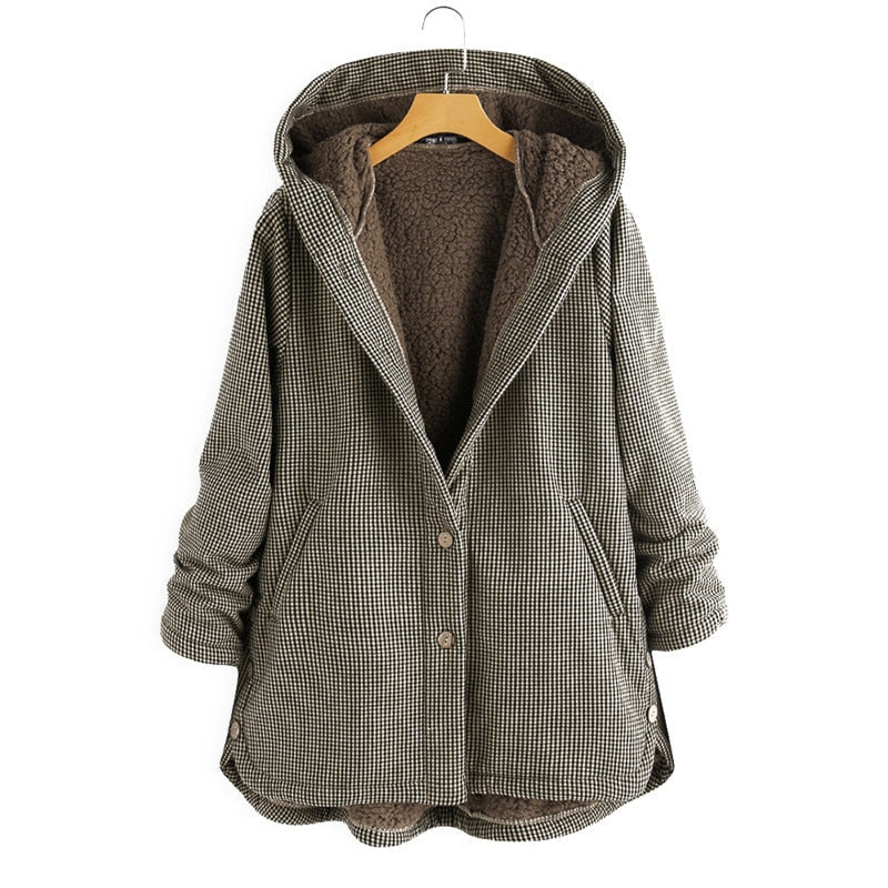 ModeGeist | kapuzenmantel - damen oversized fleece-beschnittene jacke