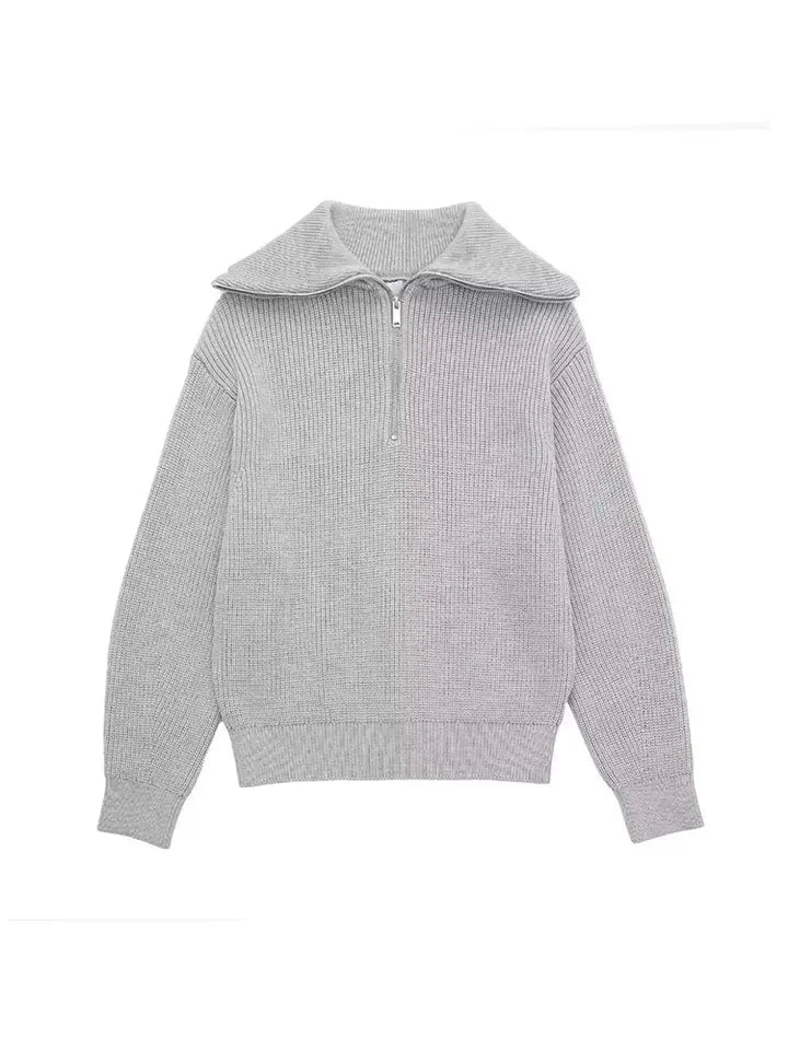 ModeGeist | Retro Halbzip Gestreifter Pullover