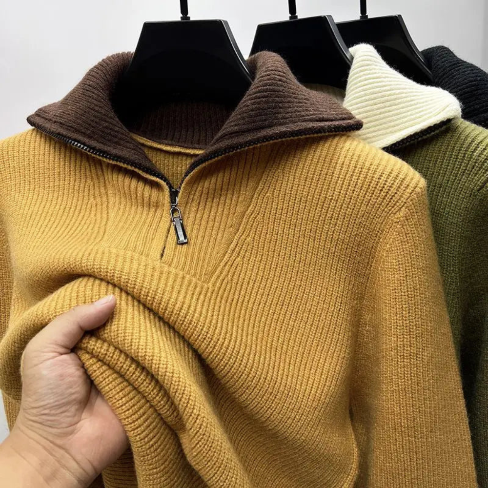 Sportlich-eleganter Herren-Pullover mit Stehkragen und Reißverschluss