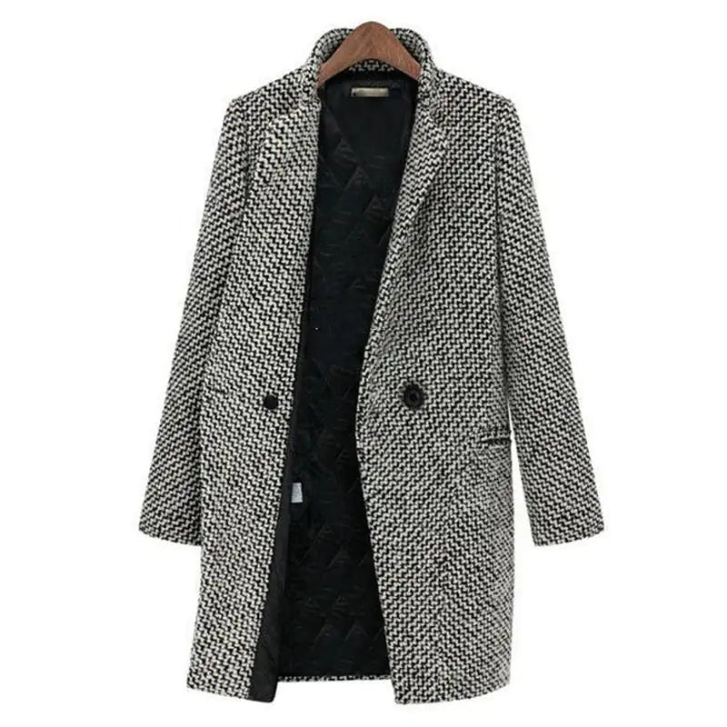 ModeGeist | Winterjacke schwarz-weiß - elegantes Design mit Hahnentrittmuster