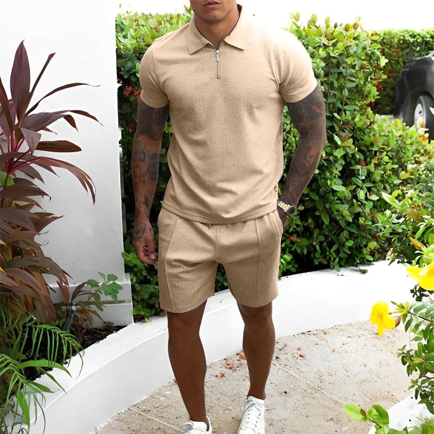 Komfortables und elegantes Herren-Sommer-Outfit, zweiteilig
