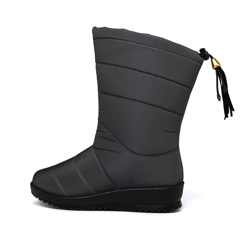 ModeGeist | Wasserdichte Ultraleichte Kunstfell Gefütterte Quastenschnee Stiefel