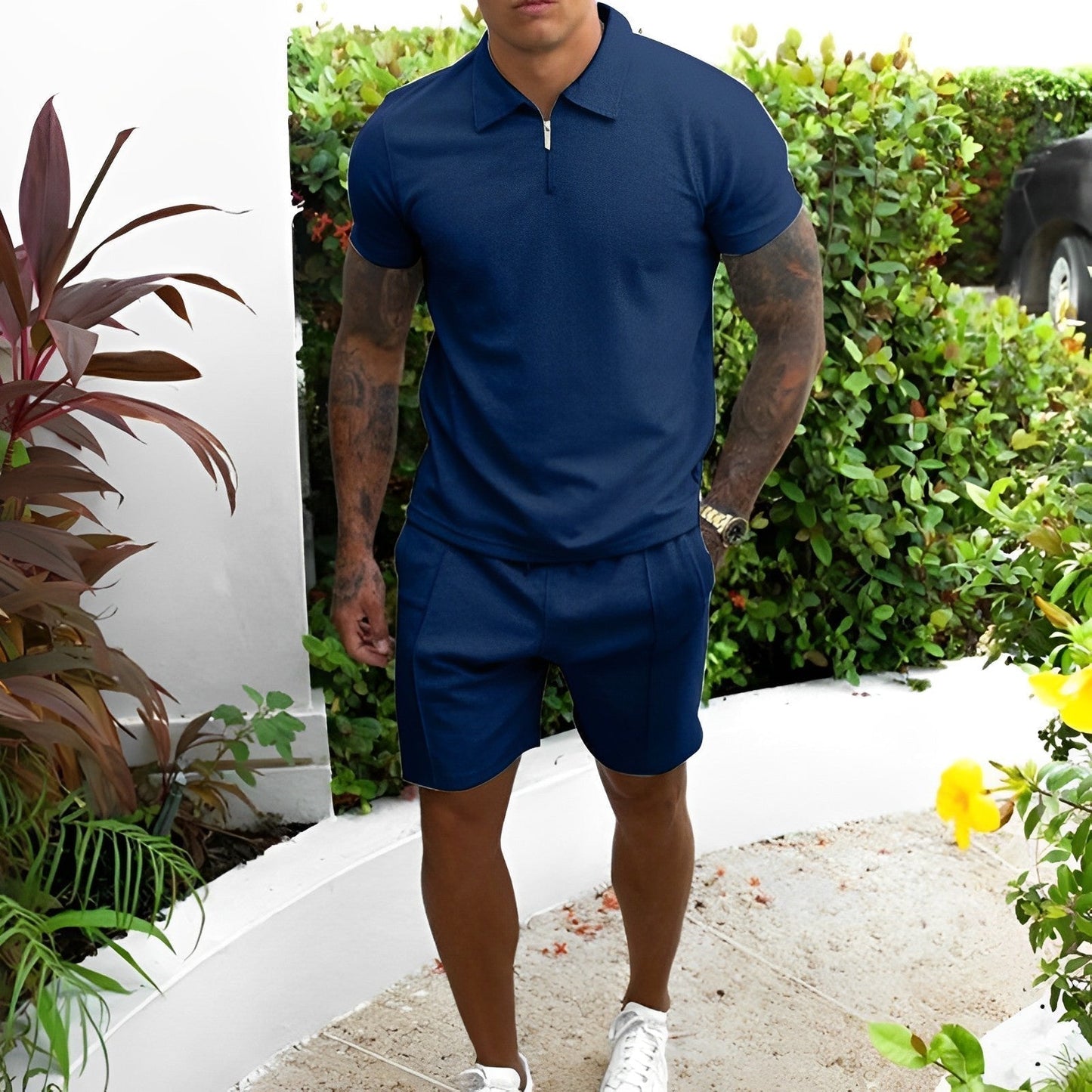 Komfortables und elegantes Herren-Sommer-Outfit, zweiteilig