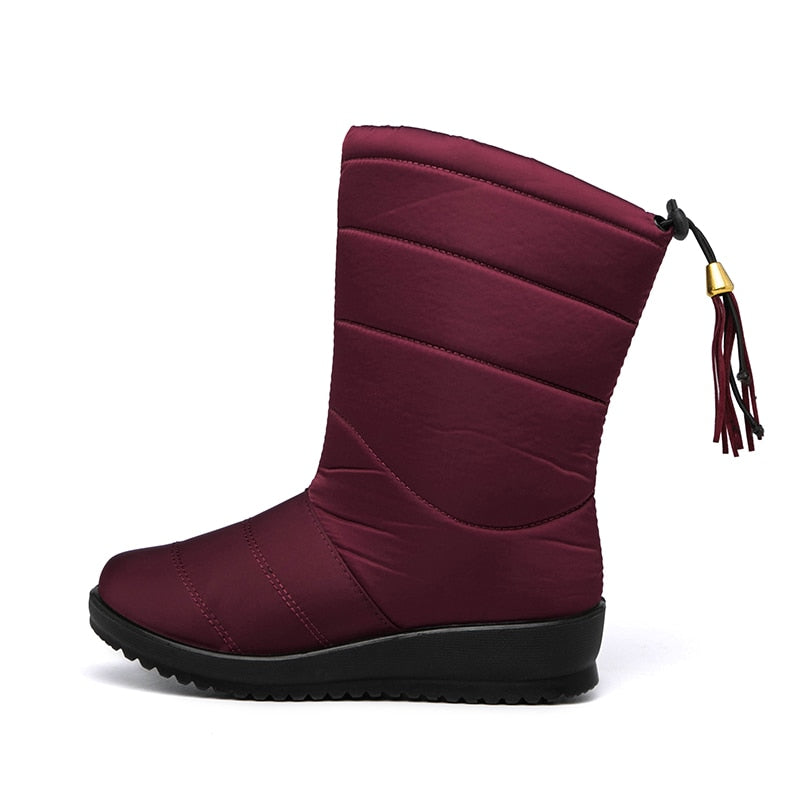 ModeGeist | Wasserdichte Ultraleichte Kunstfell Gefütterte Quastenschnee Stiefel
