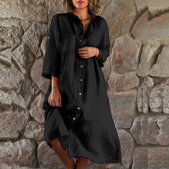 MODEGEIST Damen Midi-Kleid Abendkleid fließend klassisch elegant
