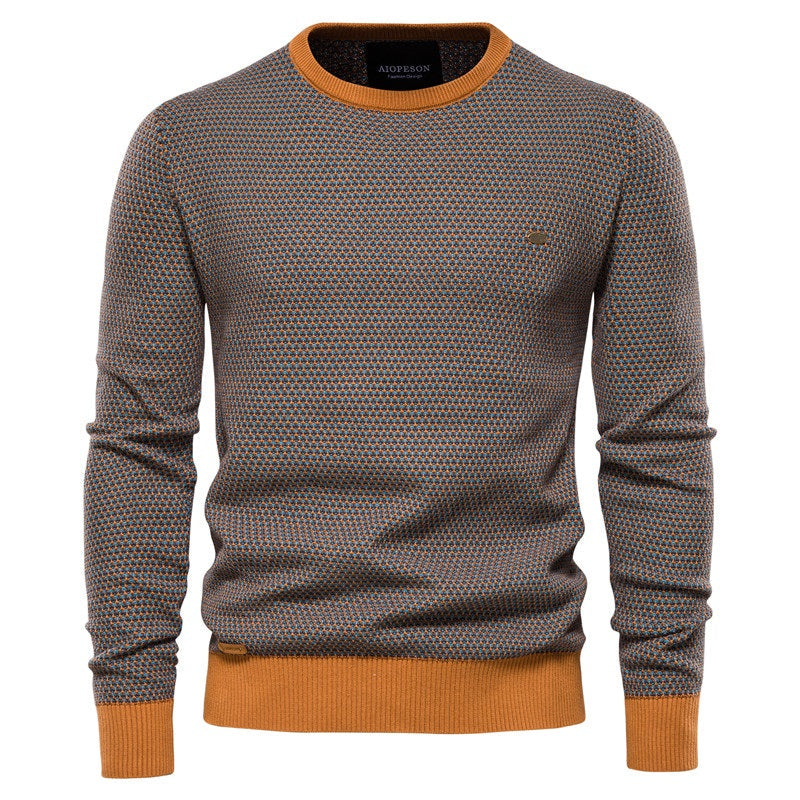 ModeGeist | Geometrisch Gemusterter Pullover Weiche Baumwollmischung Stilvoll und Gemütlich