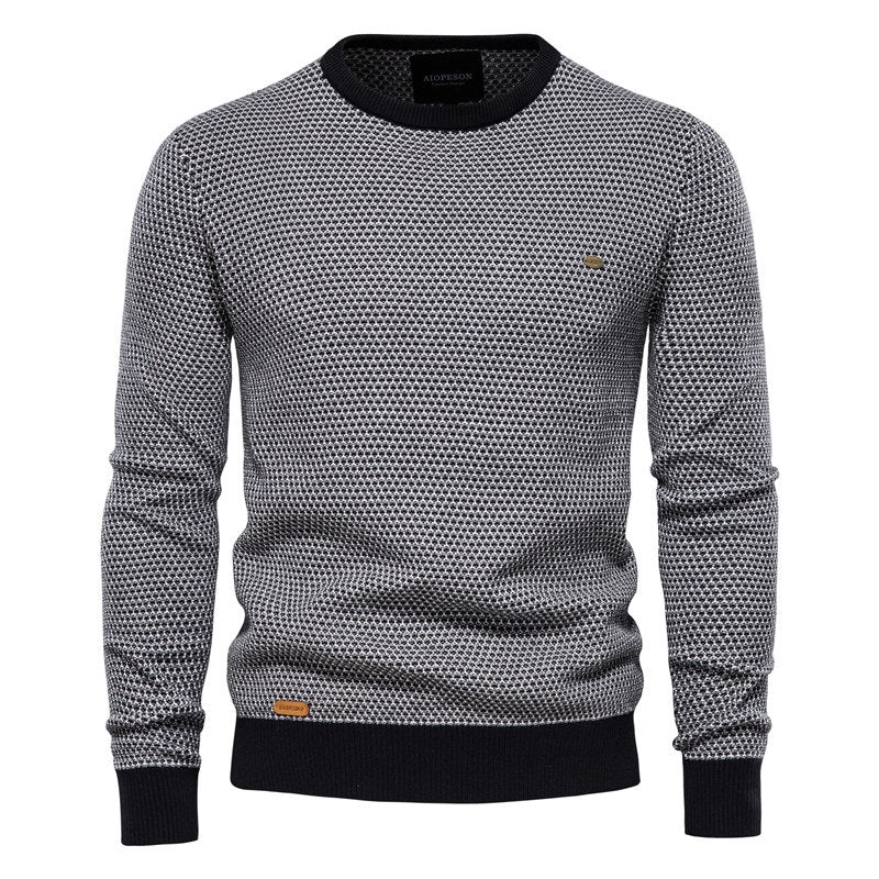 ModeGeist | Geometrisch Gemusterter Pullover Weiche Baumwollmischung Stilvoll und Gemütlich