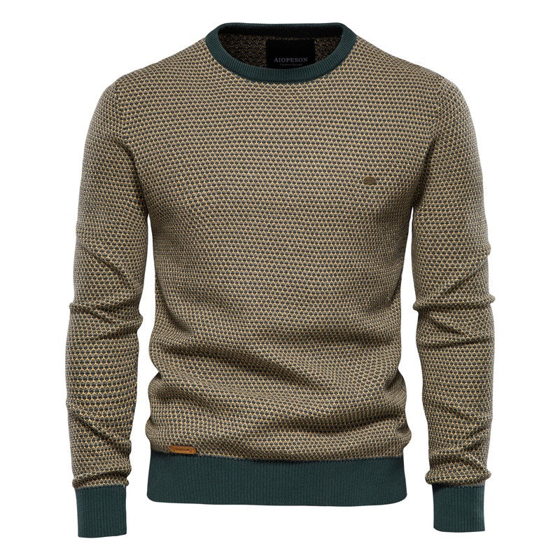 ModeGeist | Geometrisch Gemusterter Pullover Weiche Baumwollmischung Stilvoll und Gemütlich