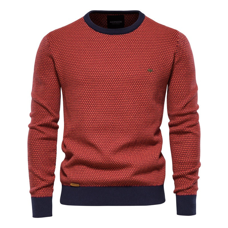 ModeGeist | Geometrisch Gemusterter Pullover Weiche Baumwollmischung Stilvoll und Gemütlich