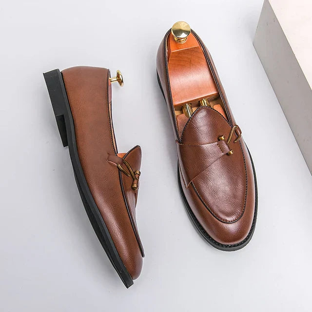 Herrenschuhe Retro Fischhaken Leder, Frisch