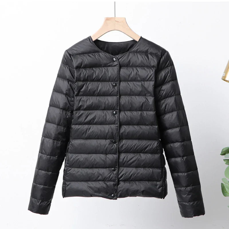 ModeGeist | Faltbare Pufferjacke mit Druckknopfverschluss
