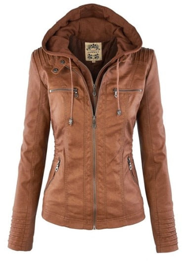 ModeGeist | Damenlederjacke mit Kapuze