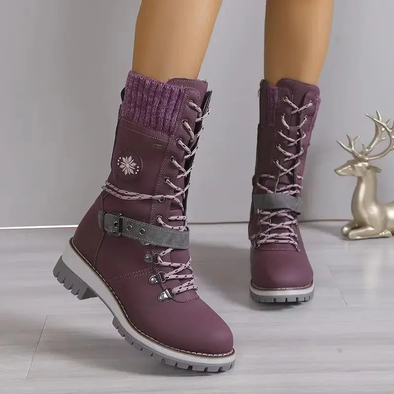 MODEGEIST Damen Winter-Stiefel High-Heel Isoliert Warm Elegant