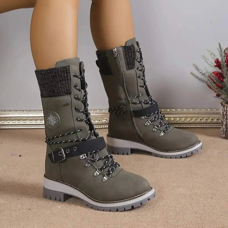 MODEGEIST Damen Winter-Stiefel High-Heel Isoliert Warm Elegant