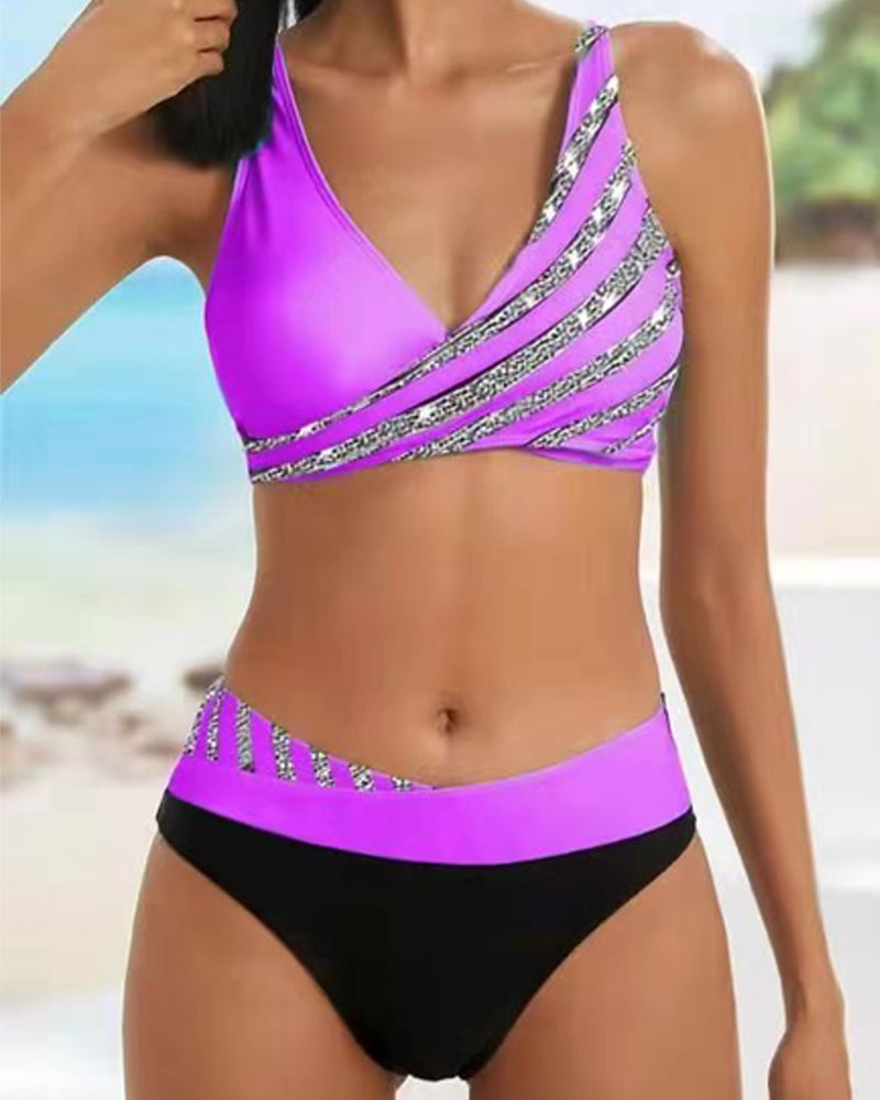 MODEGEIST Damen Bikini-Set Bedruckt Verstellbare Träger