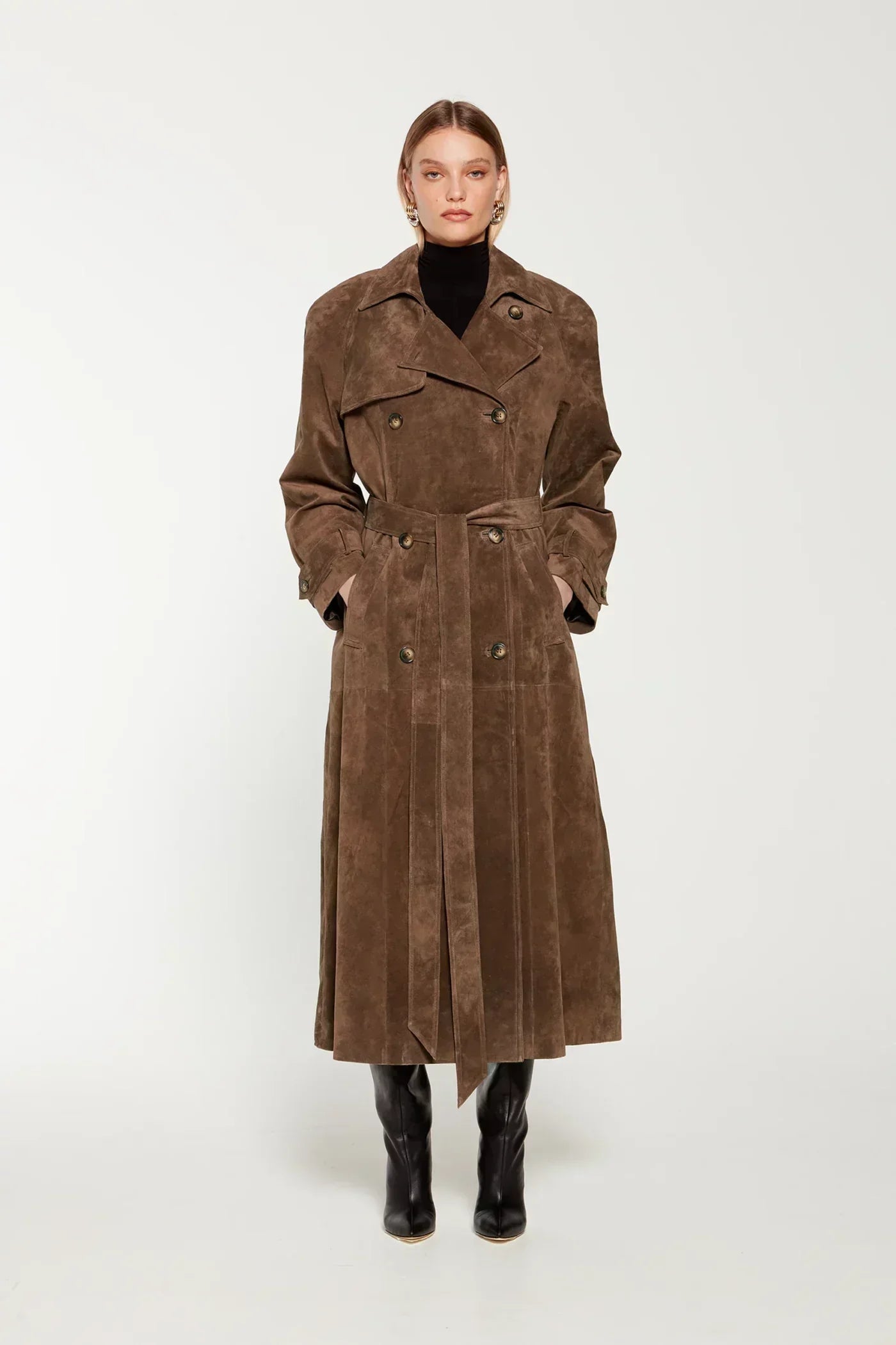 ModeGeist | Eleganter Wildleder Trench Coat