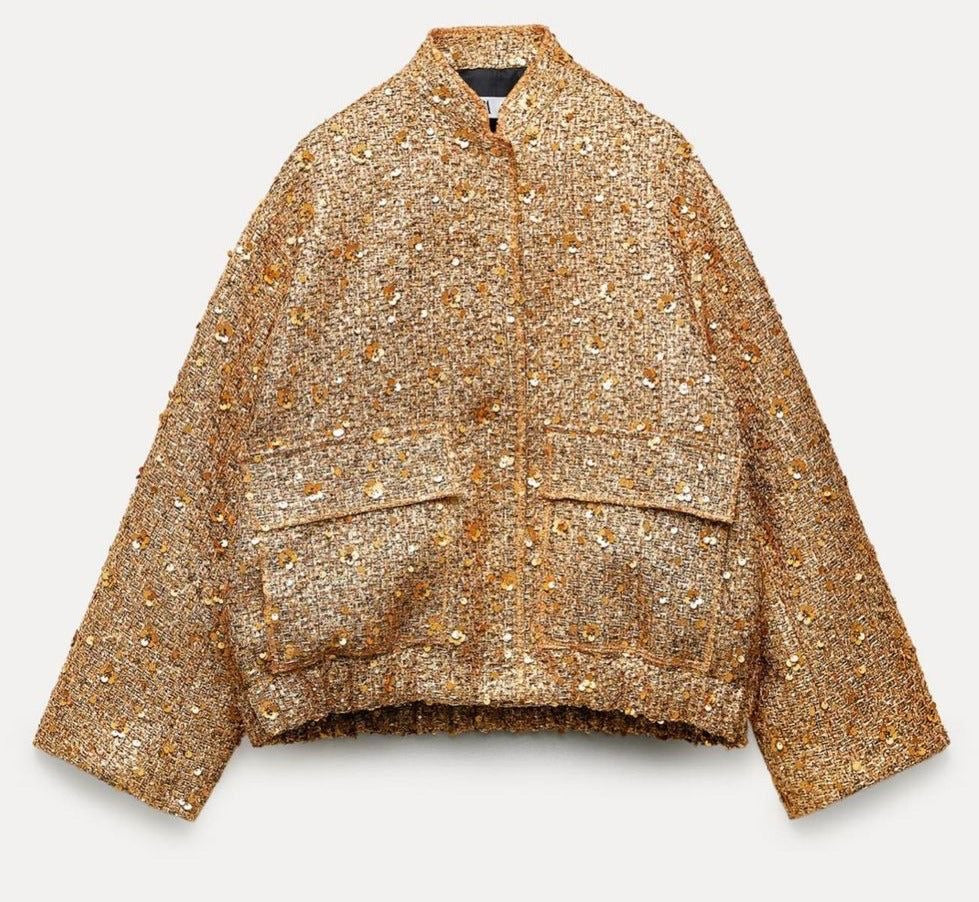 ModeGeist | Paillettenjacke Glänzender Look Elegante Aussage