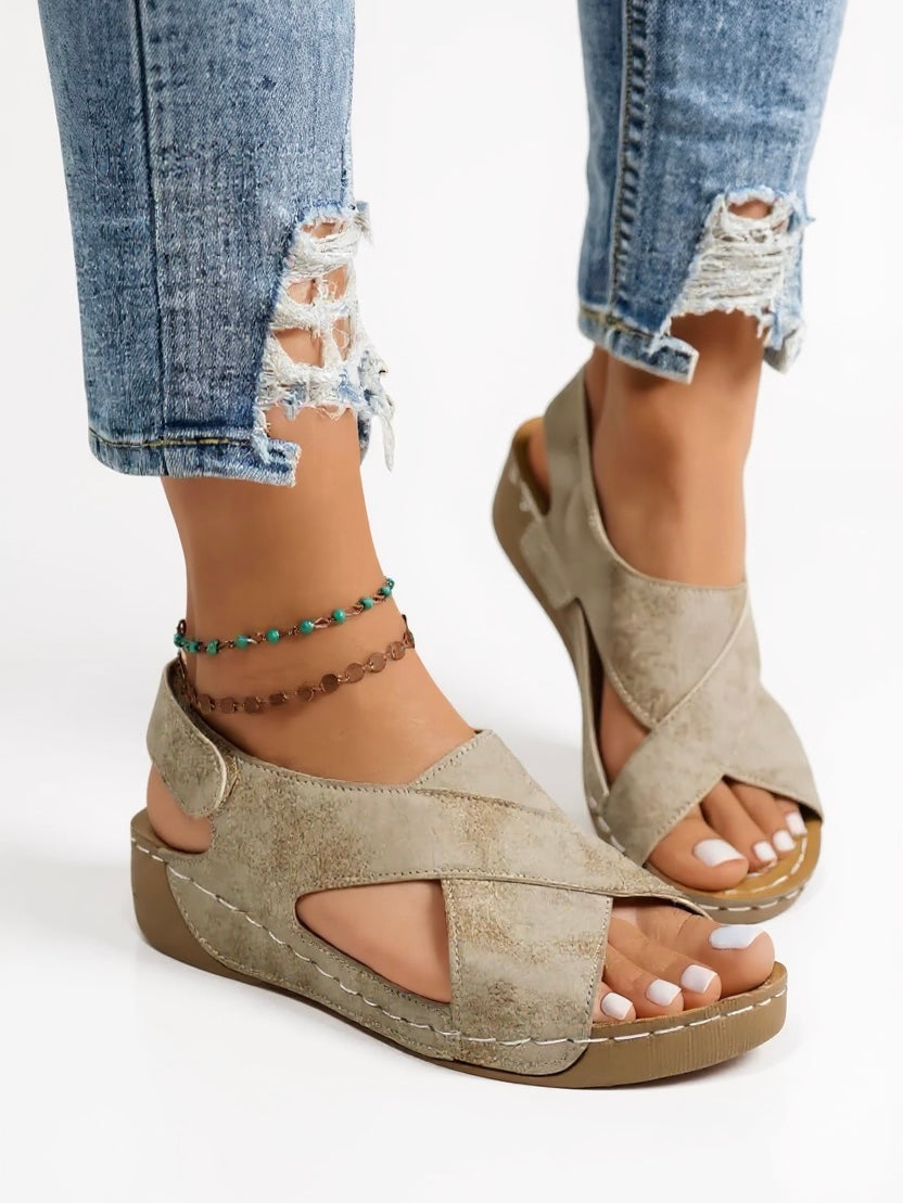 MODEGEIST Damen Wedge-Sandalen Platform Gepolstert