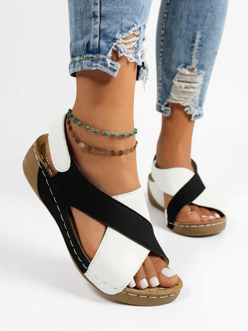 MODEGEIST Damen Wedge-Sandalen Platform Verstellbar Gepolstert