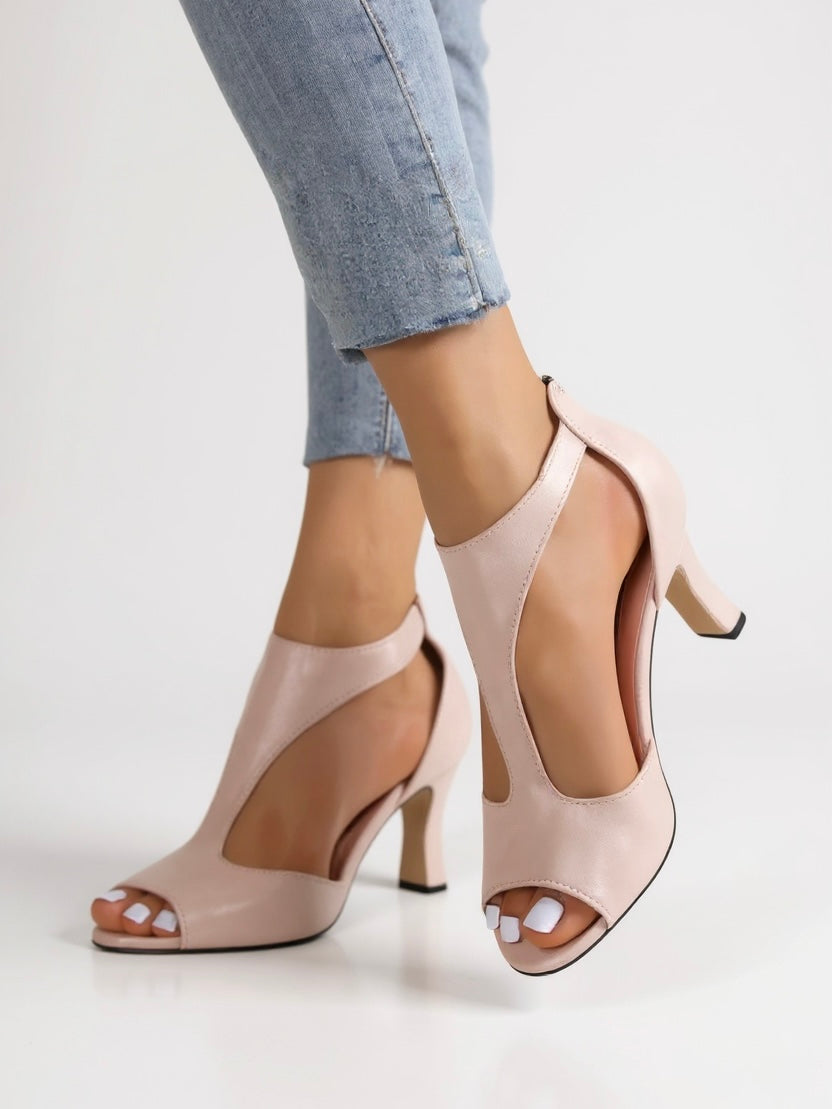 MODEGEIST Damen Block-Heel Sandalen Cutout-Design Gepolstert