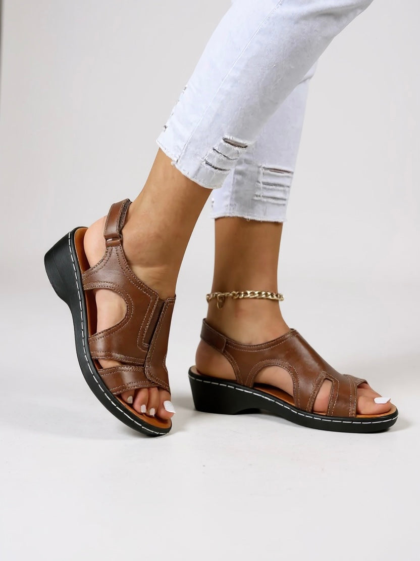 MODEGEIST Damen Wandersandalen Verstellbar Beige Komfort