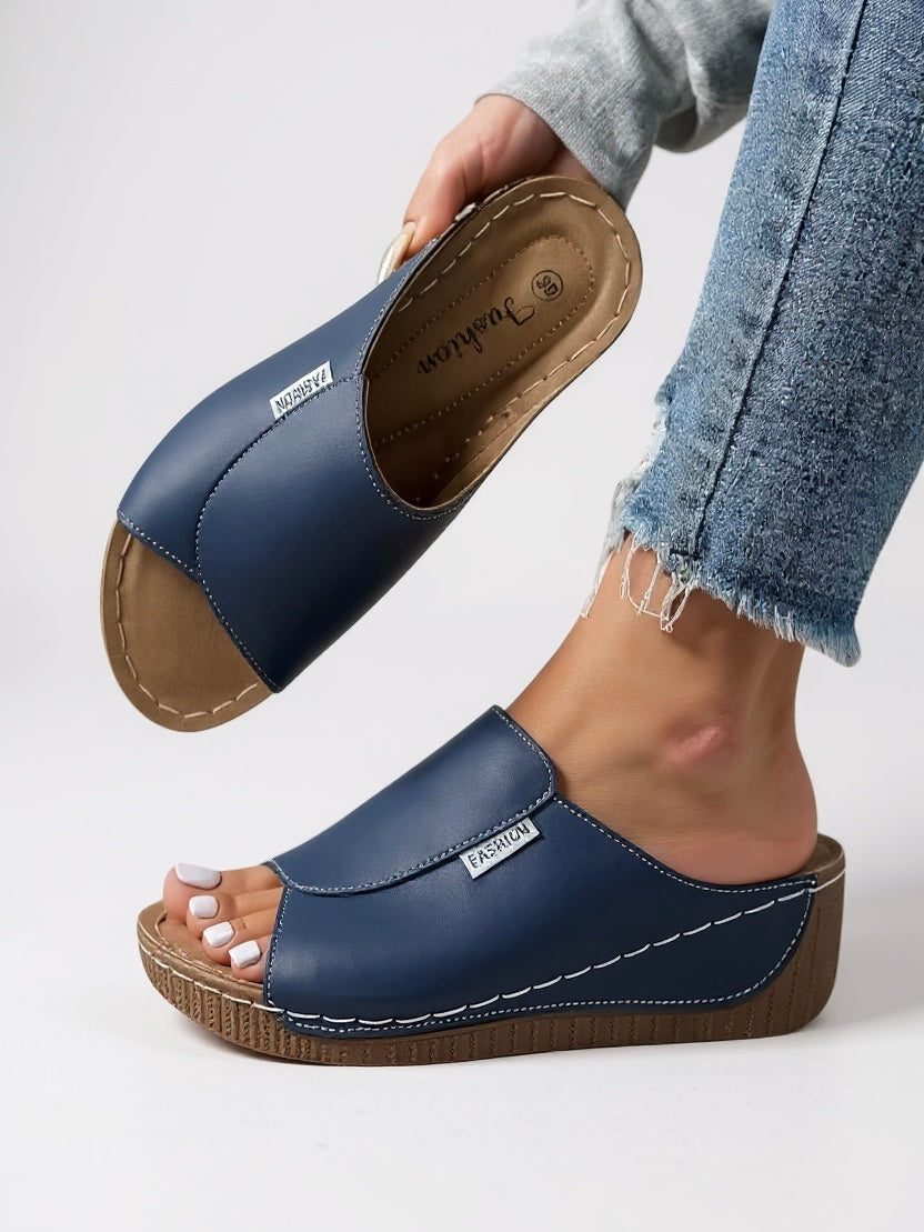 MODEGEIST Damen Plateau Slides Gepolstert Slip-On Minimalistisch