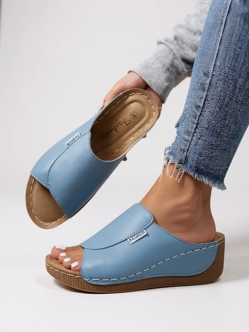 MODEGEIST Damen Plateau Slides Gepolstert Slip-On Minimalistisch