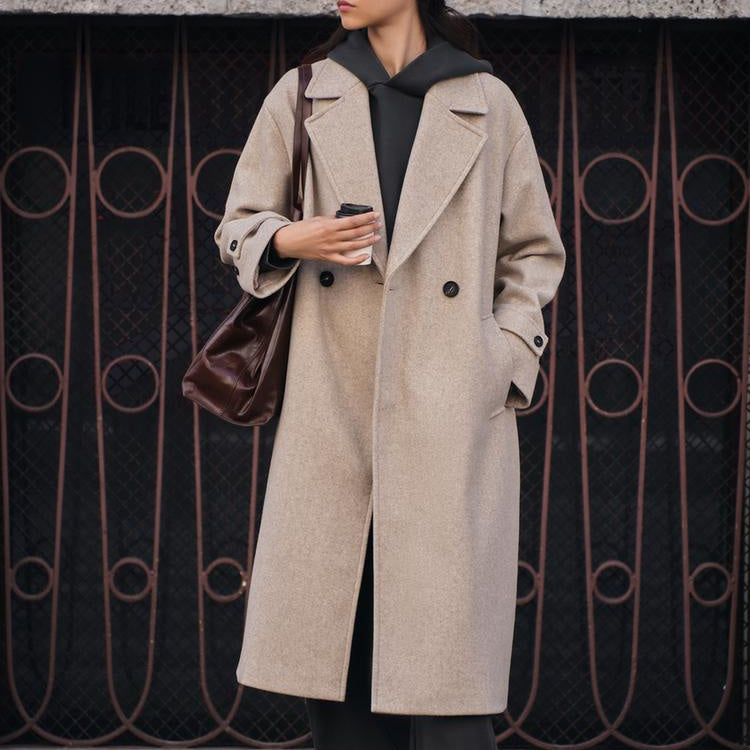 ModeGeist | Trenchcoat - Wollmischung - Oversized Fit - Doppelt gefertigt - Klassisches Design