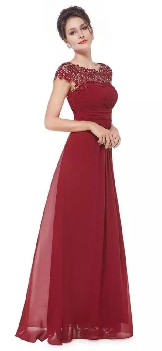 MODEGEIST Damen Festkleid Spitze A-Linie Beige