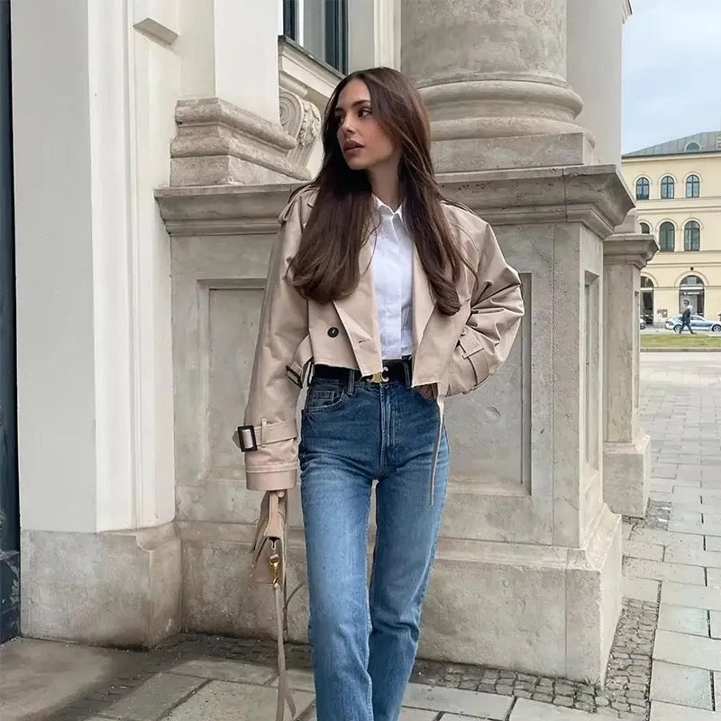 ModeGeist | Schicke Cropped Trenchjacke