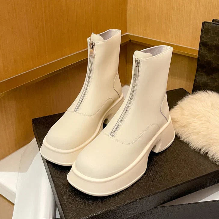 ModeGeist | Echtes Leder Modefell Winterstiefel