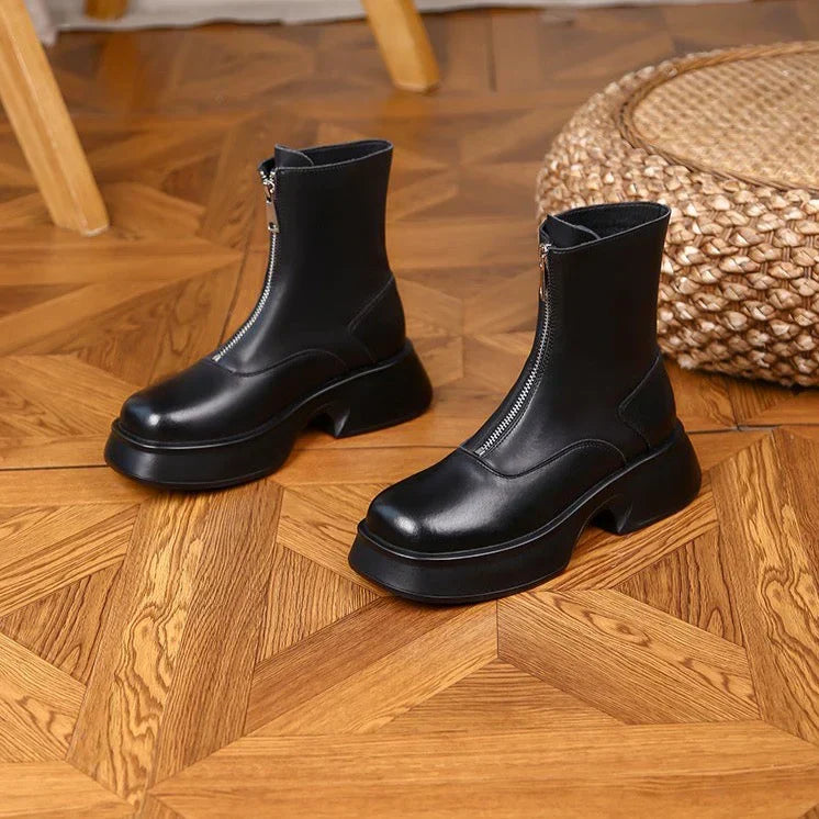 ModeGeist | Echtes Leder Modefell Winterstiefel