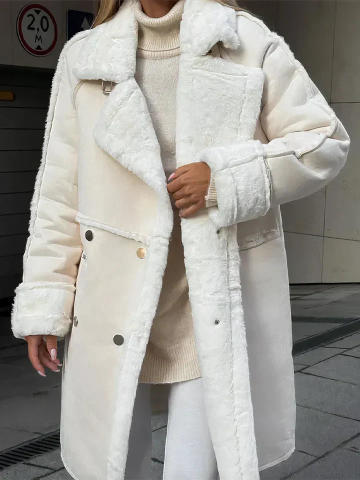 ModeGeist | Lang mit Stehkragen und Knopfleiste für Frauen Ideal für Den Winter