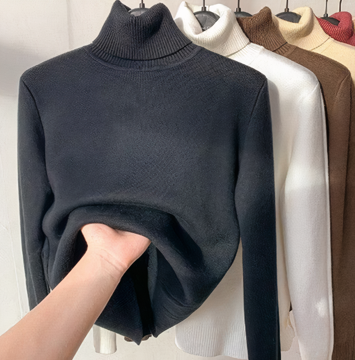 Rollkragenpullover mit Samtfutter - Isabella