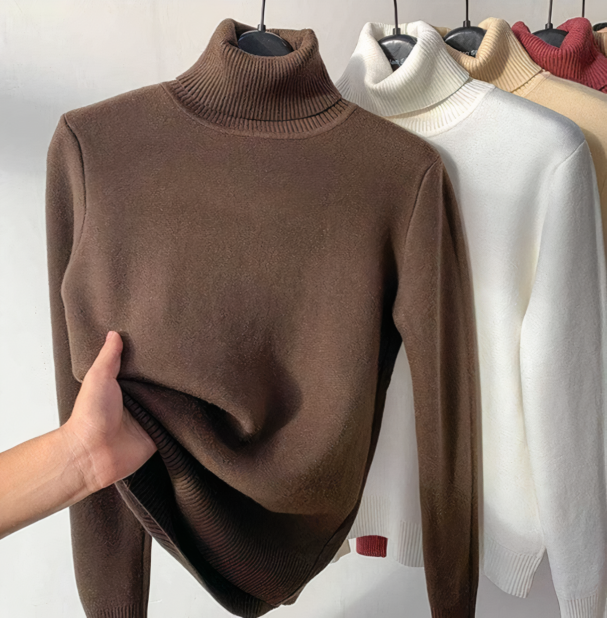 Rollkragenpullover mit Samtfutter - Isabella