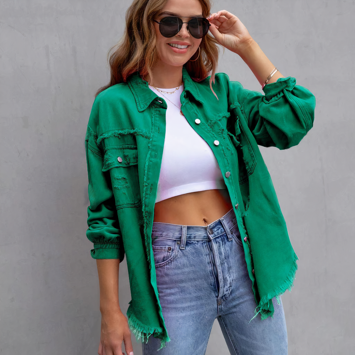 Destroyed Denim Jacket - Ivy