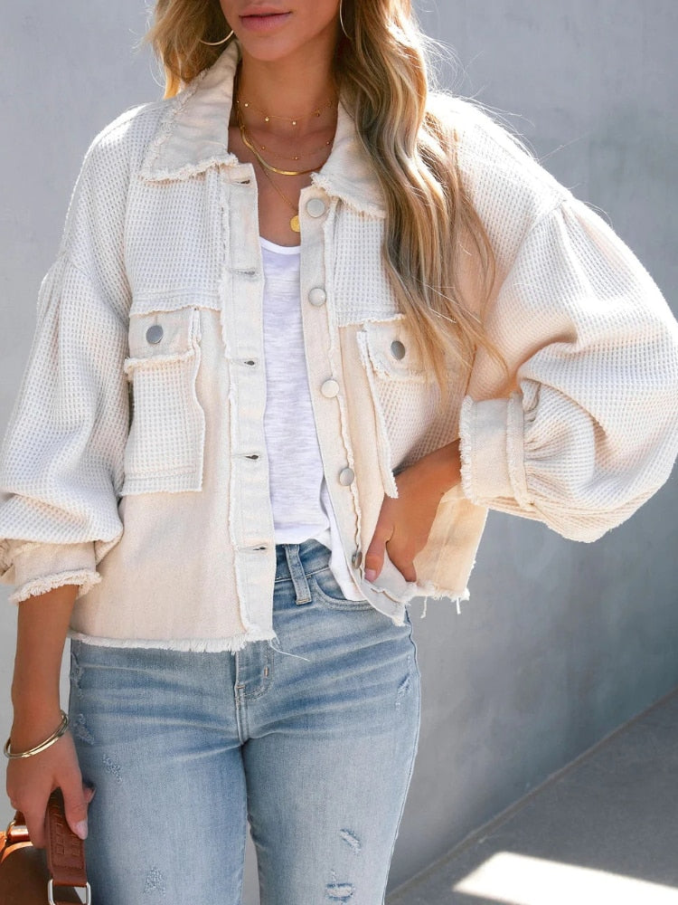 ModeGeist | Gekürzte Jacke Patchwork Design Statement Ärmel