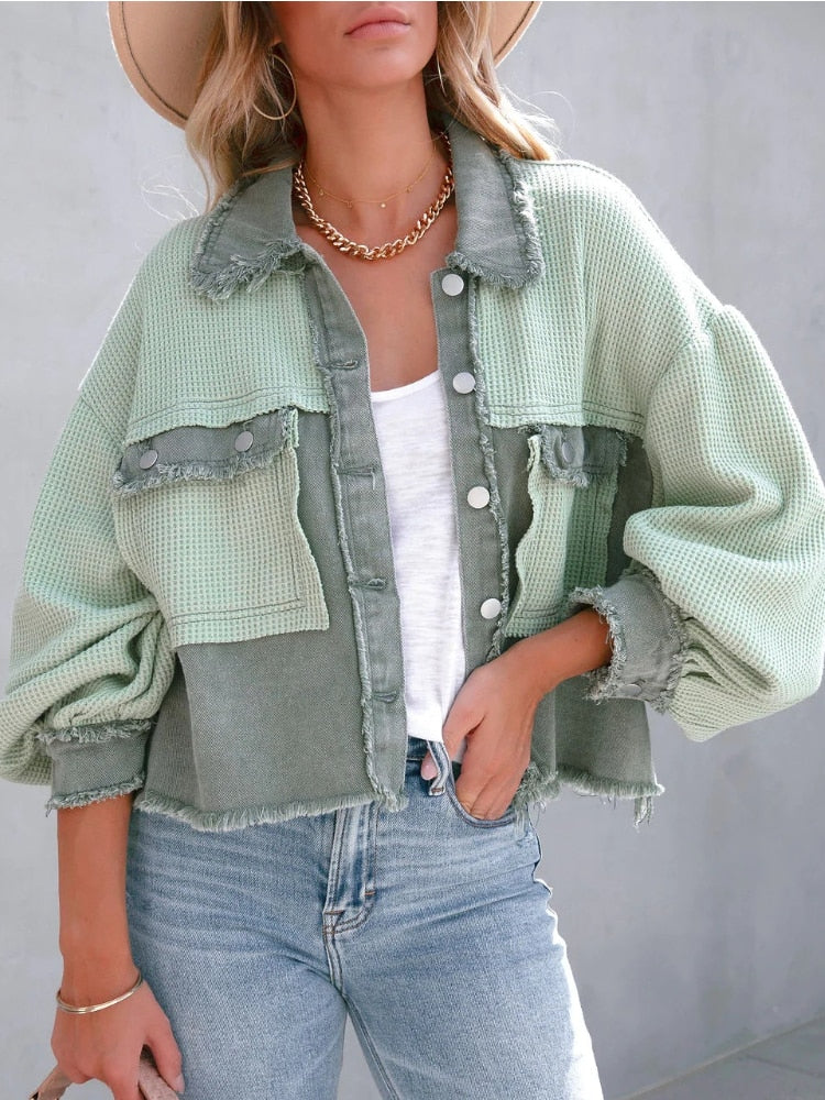 ModeGeist | Gekürzte Jacke Patchwork Design Statement Ärmel
