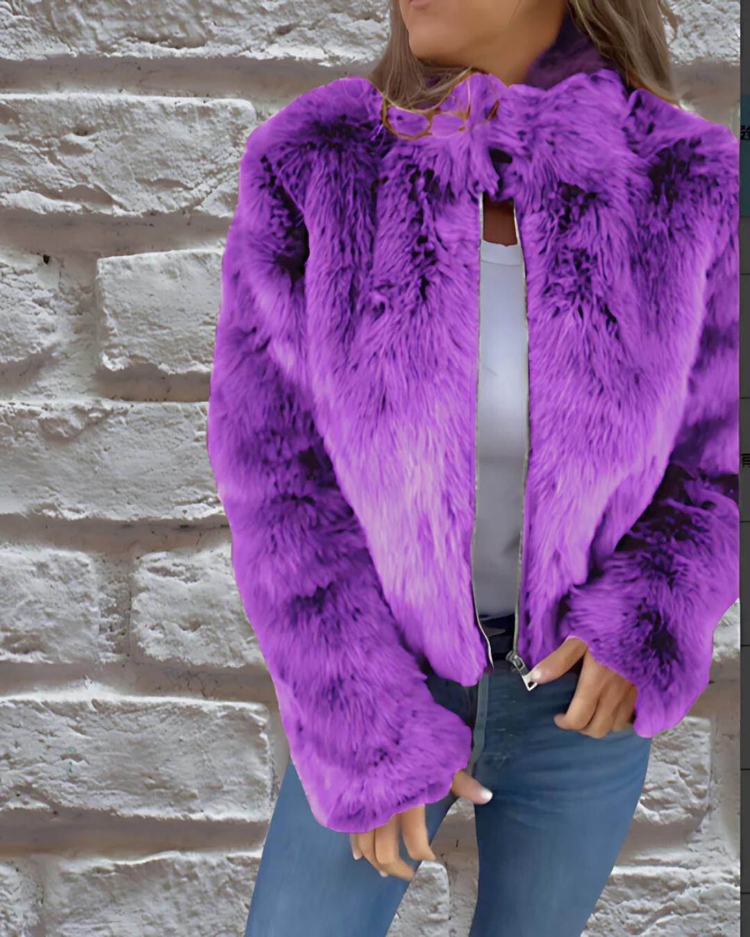ModeGeist | Damen Samtjacke Weicher Plüschstoff