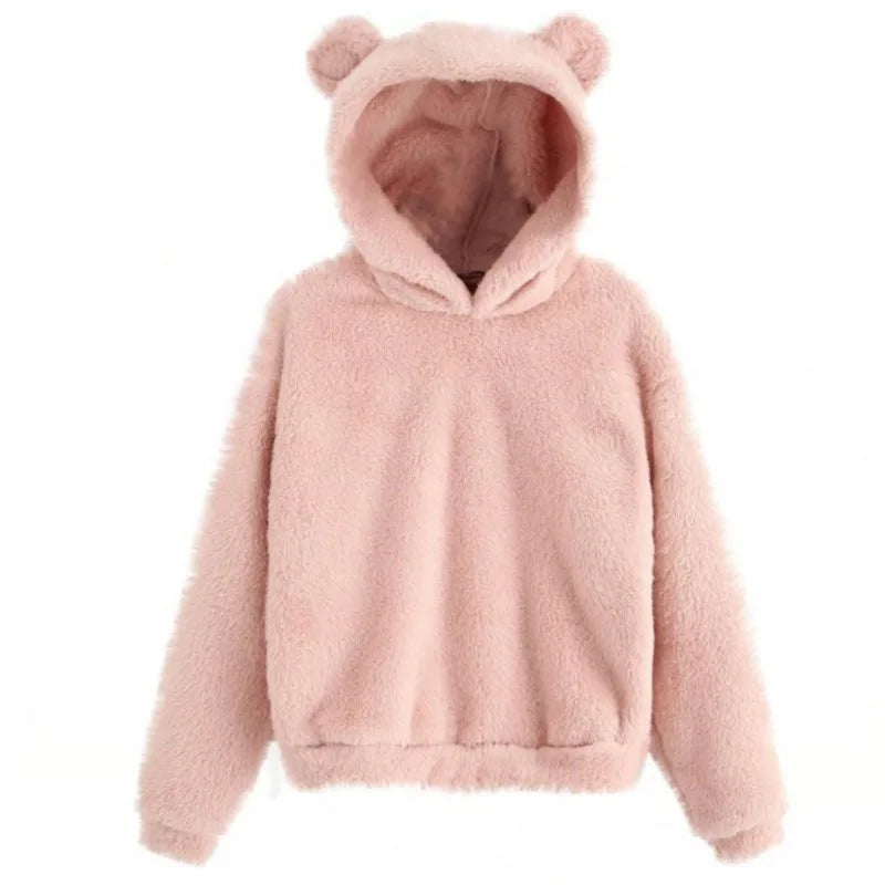 Fudus Damen Kapuzenpullover mit Bärenohren