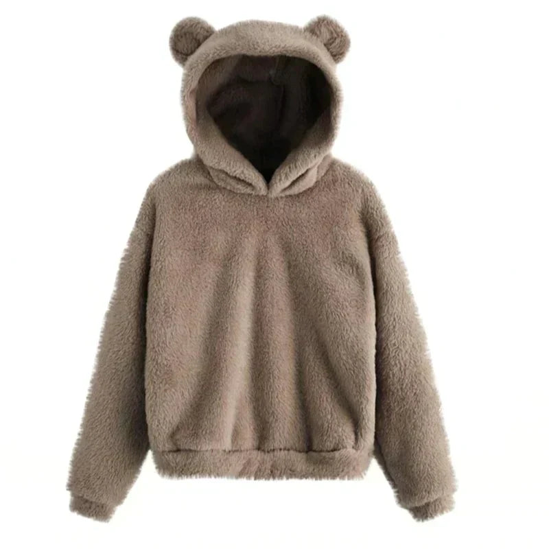 Fudus Damen Kapuzenpullover mit Bärenohren